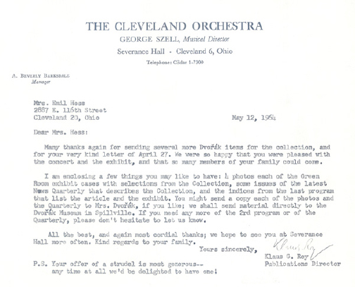 Letter from Klaus G. Roy to Mrs. Hess. Note the reference to strudel at the end.